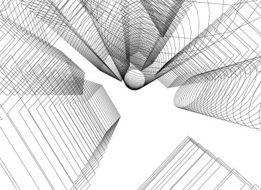 Mimari sanat konseptinde soyut çizgiler, minimum geometrik şekiller.