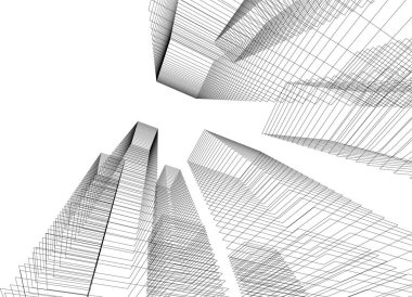 Mimari sanat konseptinde soyut çizgiler, minimum geometrik şekiller. 