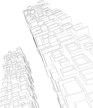 Mimari sanat konseptinde soyut çizgiler, minimum geometrik şekiller. 