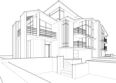 Mimari sanat konseptinde soyut çizgiler, minimum geometrik şekiller. 