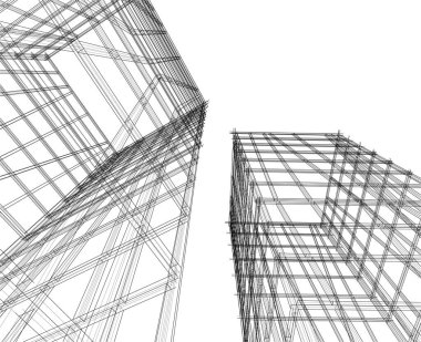 Mimari sanat konseptinde soyut çizgiler, minimum geometrik şekiller.