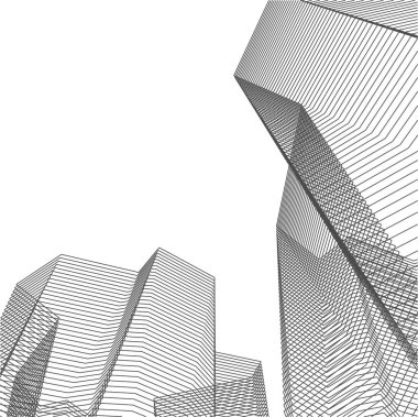 Mimari sanat konseptinde soyut çizgiler, minimum geometrik şekiller. 