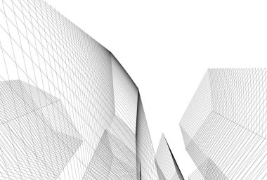 Mimari sanat konseptinde soyut çizgiler, minimum geometrik şekiller. 