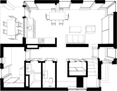 Mimari sanat konseptinde soyut çizgiler, minimum geometrik şekiller.
