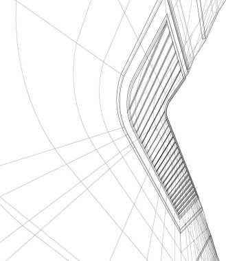 Mimari sanat konseptinde soyut çizgiler, minimum geometrik şekiller. 