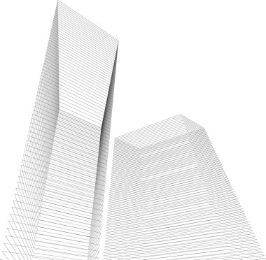 Mimari sanat konseptinde soyut çizgiler, minimum geometrik şekiller. 