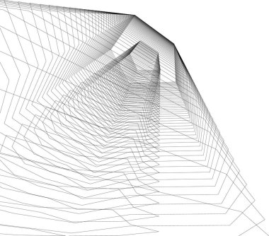 Mimari sanat konseptinde soyut çizgiler, minimum geometrik şekiller. 