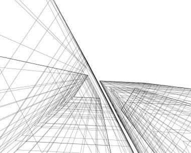 Mimari sanat konseptinde soyut çizgiler, minimum geometrik şekiller.