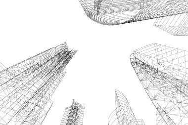 Mimari sanat konseptinde soyut çizgiler, minimum geometrik şekiller.