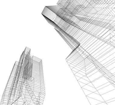 Mimari sanat konseptinde soyut çizgiler, minimum geometrik şekiller. 