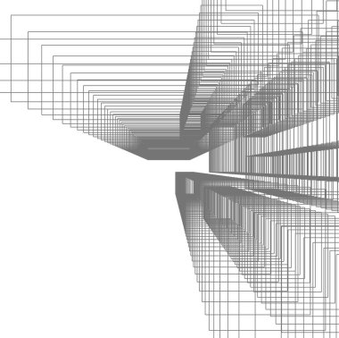 Mimari sanat konseptinde soyut çizgiler, minimum geometrik şekiller. 