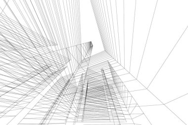 Mimari sanat konseptinde soyut çizgiler, minimum geometrik şekiller. 