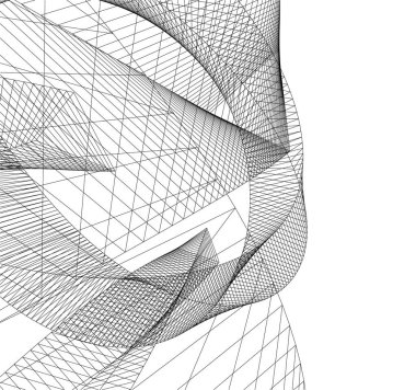 Mimari sanat konseptinde soyut çizgiler, minimum geometrik şekiller.