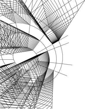 Mimari sanat konseptinde soyut çizgiler, minimum geometrik şekiller. 