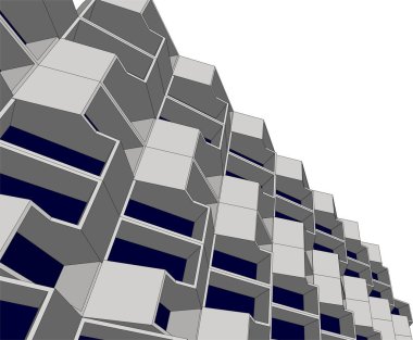 Mimari sanat konseptinde soyut çizgiler, minimum geometrik şekiller. 