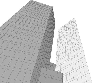 Arkaplanda mimari bina 3d illüstrasyon