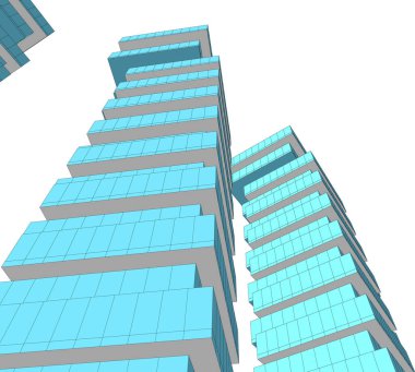 Arkaplanda mimari bina 3d illüstrasyon