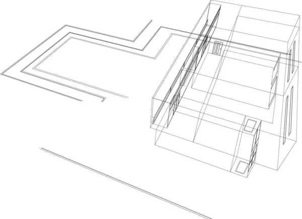 Abstracte Tekenlijnen Architectonisch Kunstconcept Minimale Geometrische Vormen — Stockvector