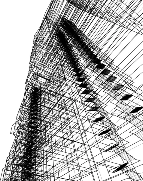 Abstracte Tekenlijnen Architectonisch Kunstconcept Minimale Geometrische Vormen — Stockvector