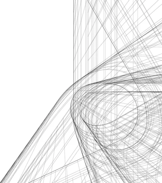 Abstrakcyjne Linie Rysunku Koncepcji Sztuki Architektonicznej Minimalne Kształty Geometryczne — Wektor stockowy