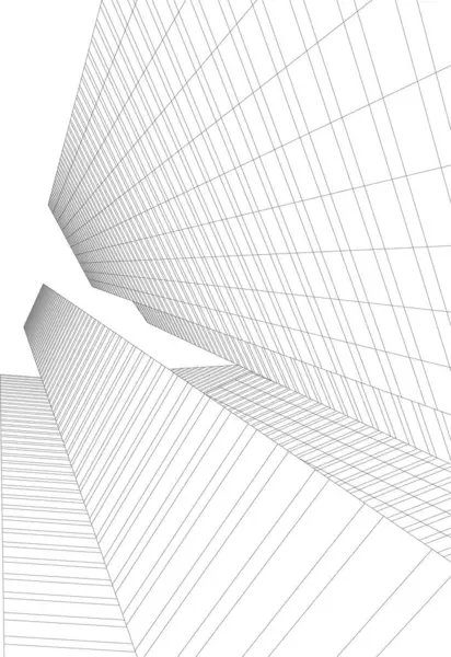 Abstracte Tekenlijnen Architectonisch Kunstconcept Minimale Geometrische Vormen — Stockvector