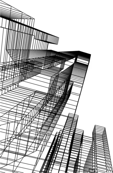 Líneas Abstractas Dibujo Concepto Arte Arquitectónico Formas Geométricas Mínimas — Archivo Imágenes Vectoriales