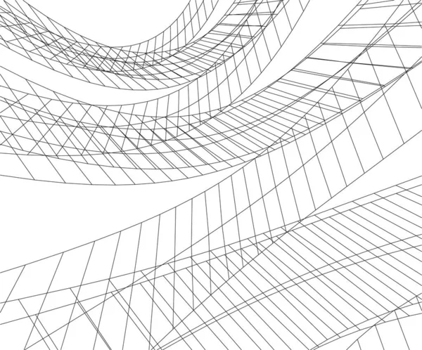 Abstrakta Teckningslinjer Arkitektonisk Konst Koncept Minimala Geometriska Former — Stock vektor