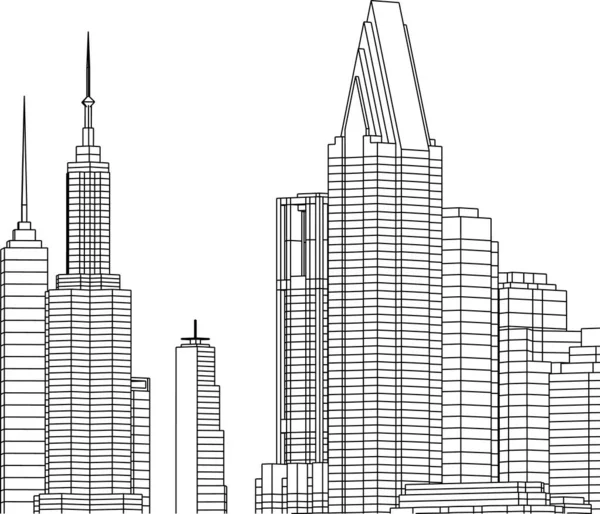 Líneas Abstractas Dibujo Concepto Arte Arquitectónico Formas Geométricas Mínimas — Vector de stock