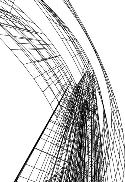 Lignes Dessin Abstraites Dans Concept Art Architectural Formes Géométriques Minimales — Image vectorielle