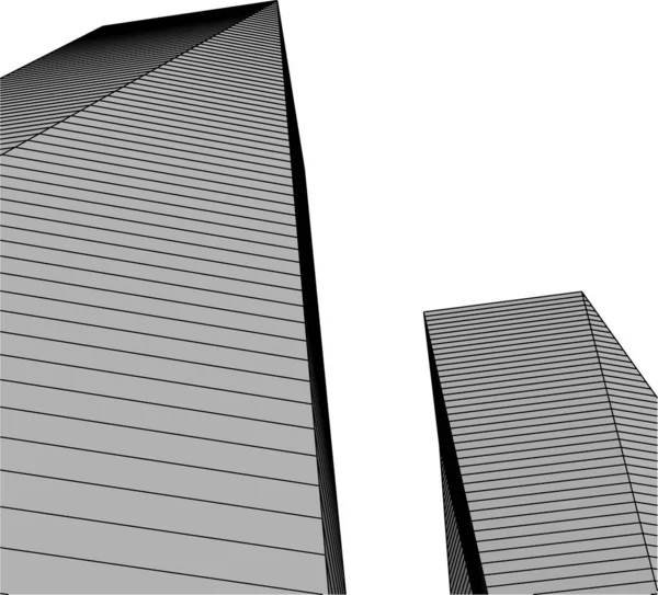 建筑艺术概念中的抽象绘图线 最小几何形状 — 图库矢量图片