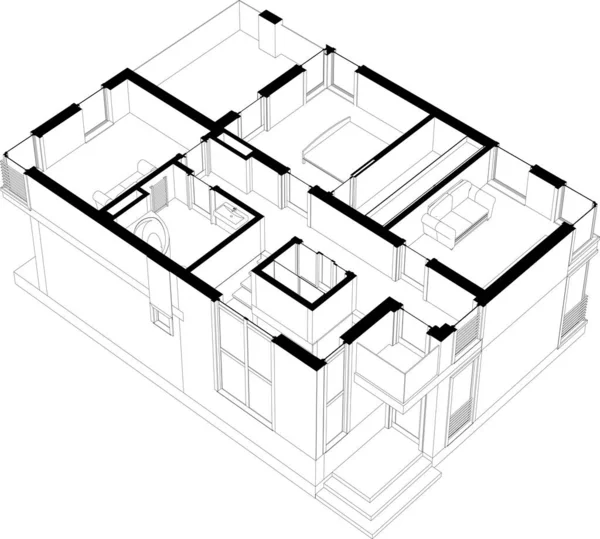 Abstraktní Kreslicí Čáry Architektonickém Pojetí Minimální Geometrické Tvary — Stockový vektor