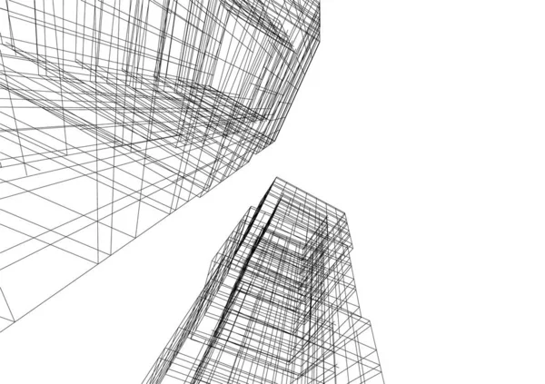 Abstrakte Zeichnungslinien Architektonischen Kunstkonzept Minimale Geometrische Formen — Stockvektor