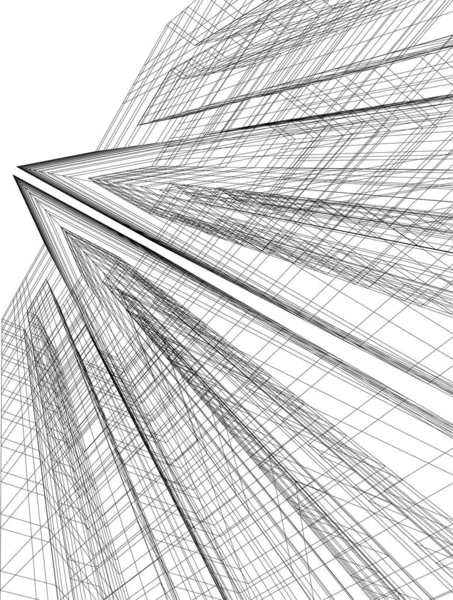 Lignes Dessin Abstraites Dans Concept Art Architectural Formes Géométriques Minimales — Image vectorielle