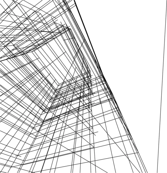 Abstrakta Teckningslinjer Arkitektonisk Konst Koncept Minimala Geometriska Former — Stock vektor