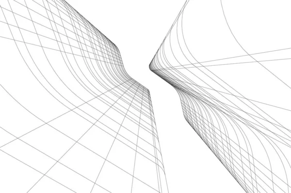 Abstrakcyjne Linie Rysunku Koncepcji Sztuki Architektonicznej Minimalne Kształty Geometryczne — Wektor stockowy