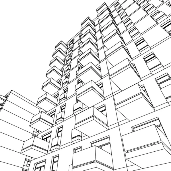 Linhas Abstratas Desenho Conceito Arte Arquitetônica Formas Geométricas Mínimas —  Vetores de Stock