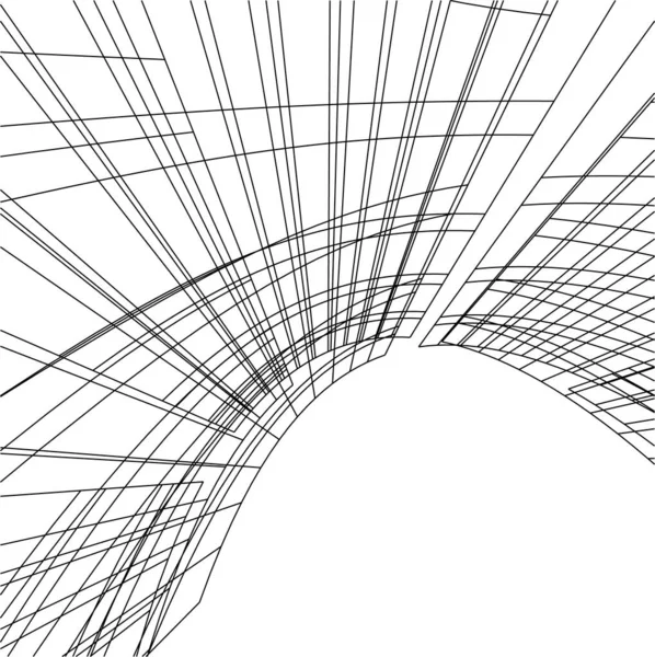 建筑艺术概念中的抽象绘图线 最小几何形状 — 图库矢量图片