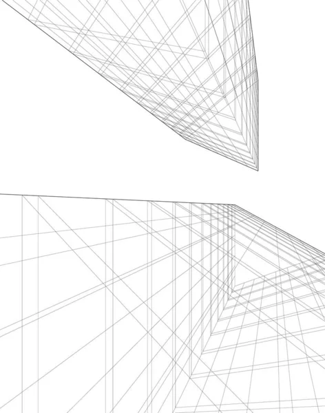 Abstrakta Teckningslinjer Arkitektonisk Konst Koncept Minimala Geometriska Former — Stock vektor