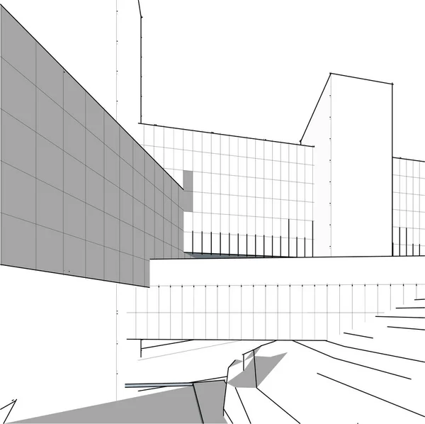 Abstrakte Zeichnungslinien Architektonischen Kunstkonzept Minimale Geometrische Formen — Stockvektor