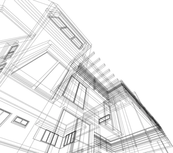 Abstrakta Teckningslinjer Arkitektonisk Konst Koncept Minimala Geometriska Former — Stock vektor