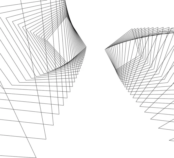 Abstracte Tekenlijnen Architectonisch Kunstconcept Minimale Geometrische Vormen — Stockvector