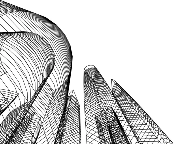 Linhas Abstratas Desenho Conceito Arte Arquitetônica Formas Geométricas Mínimas —  Vetores de Stock