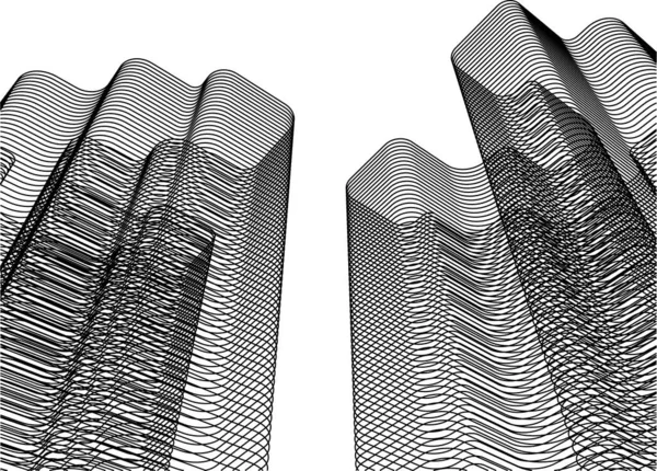 Abstracte Tekenlijnen Architectonisch Kunstconcept Minimale Geometrische Vormen — Stockvector