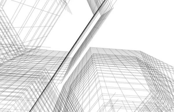 Lignes Dessin Abstraites Dans Concept Art Architectural Formes Géométriques Minimales — Image vectorielle