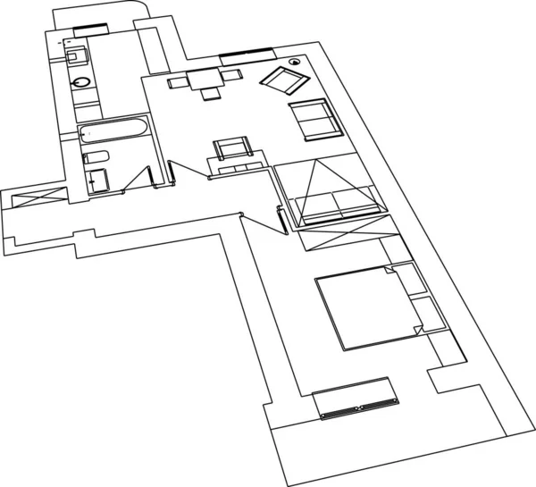 Abstrakcyjne Linie Rysunku Koncepcji Sztuki Architektonicznej Minimalne Kształty Geometryczne — Wektor stockowy