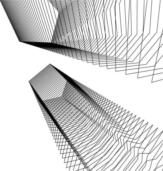 Elvont Rajzvonalak Építészeti Képzőművészetben Minimális Geometriai Formák — Stock Vector