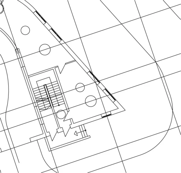 Líneas Abstractas Dibujo Concepto Arte Arquitectónico Formas Geométricas Mínimas — Archivo Imágenes Vectoriales