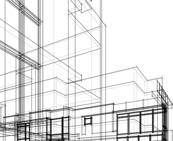 Linhas Abstratas Desenho Conceito Arte Arquitetônica Formas Geométricas Mínimas — Vetor de Stock