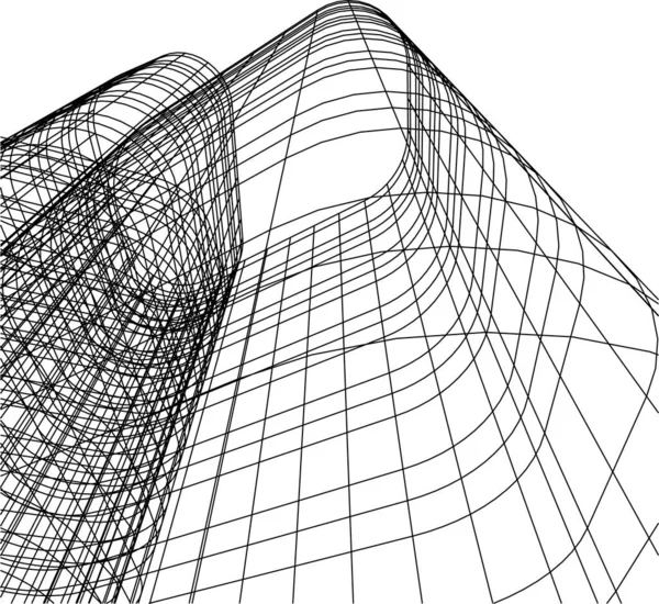 Linee Disegno Astratte Nel Concetto Arte Architettonica Forme Geometriche Minime — Vettoriale Stock