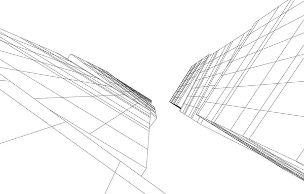 Líneas Abstractas Dibujo Concepto Arte Arquitectónico Formas Geométricas Mínimas — Vector de stock